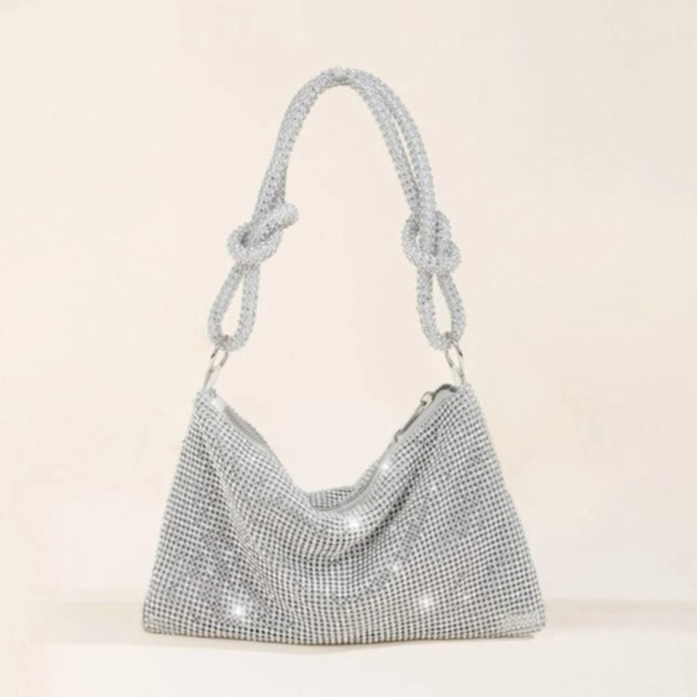 Rhinestone Decor Knot Detail Evening Bag New without tags